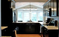 Kitchen Remodel White Counter Dark Cabinets