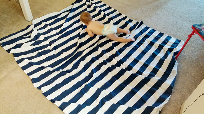 tent diy - fabric with toddler