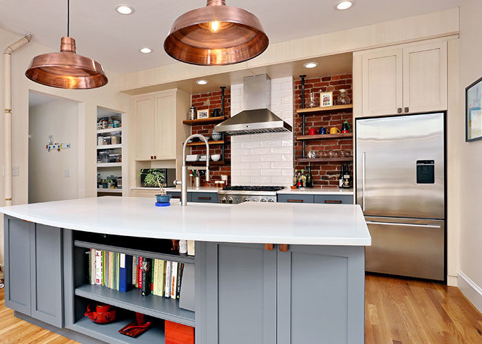 lexington ma kitchen remodel with large island and range hood over stove