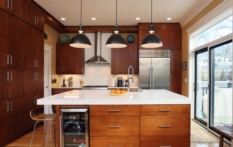 custom kitchen with wooden cabinets