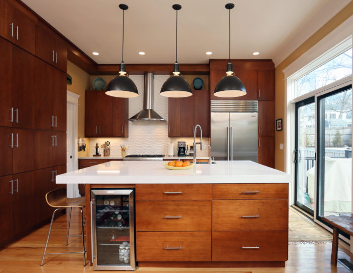 custom kitchen with wooden cabinets