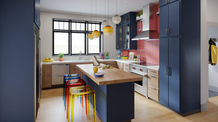 kitchen island blue cabinet ideas