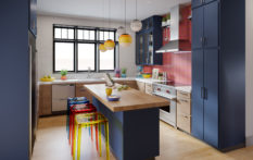 colorful custom kitchen with island