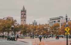 boston buildings in the fall