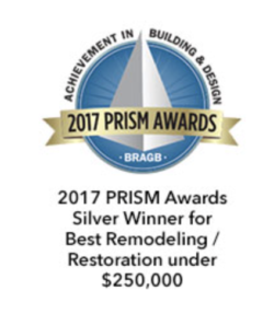 2017 PRISM awards silver winner for best remodeling:restoration under $250,000