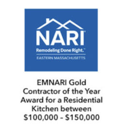 EMNARI gold contractor of the year award for a residential kitchen between $100,000 - $150,000