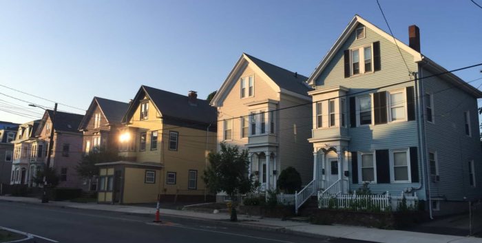 beacon st. somerville MA with suburb houses