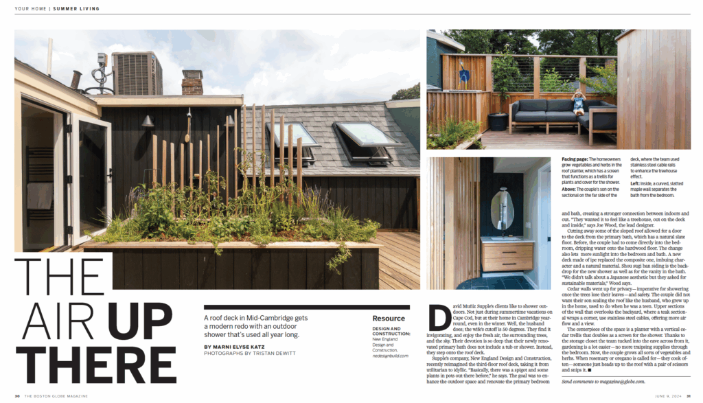 EAST MEETS WEST: 6 LUXURY TIMBERS COMBINE TO CREATE A CUSTOM JAPANESE SPA MASTER SUITE WITH EXTERIOR YEAR-ROUND SHOWER IN CAMBRIDGE